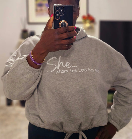 She...Whom the Lord Favoured Crop Hoodie